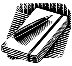 Notebook and pen by Iain McIntosh